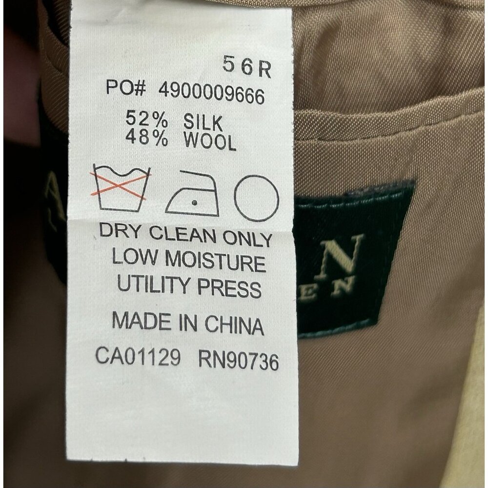 Lauren Ralph Lauren Men's Blazer 56R Beige Silk Wool Sport Coat Career Office - Picture 8 of 12